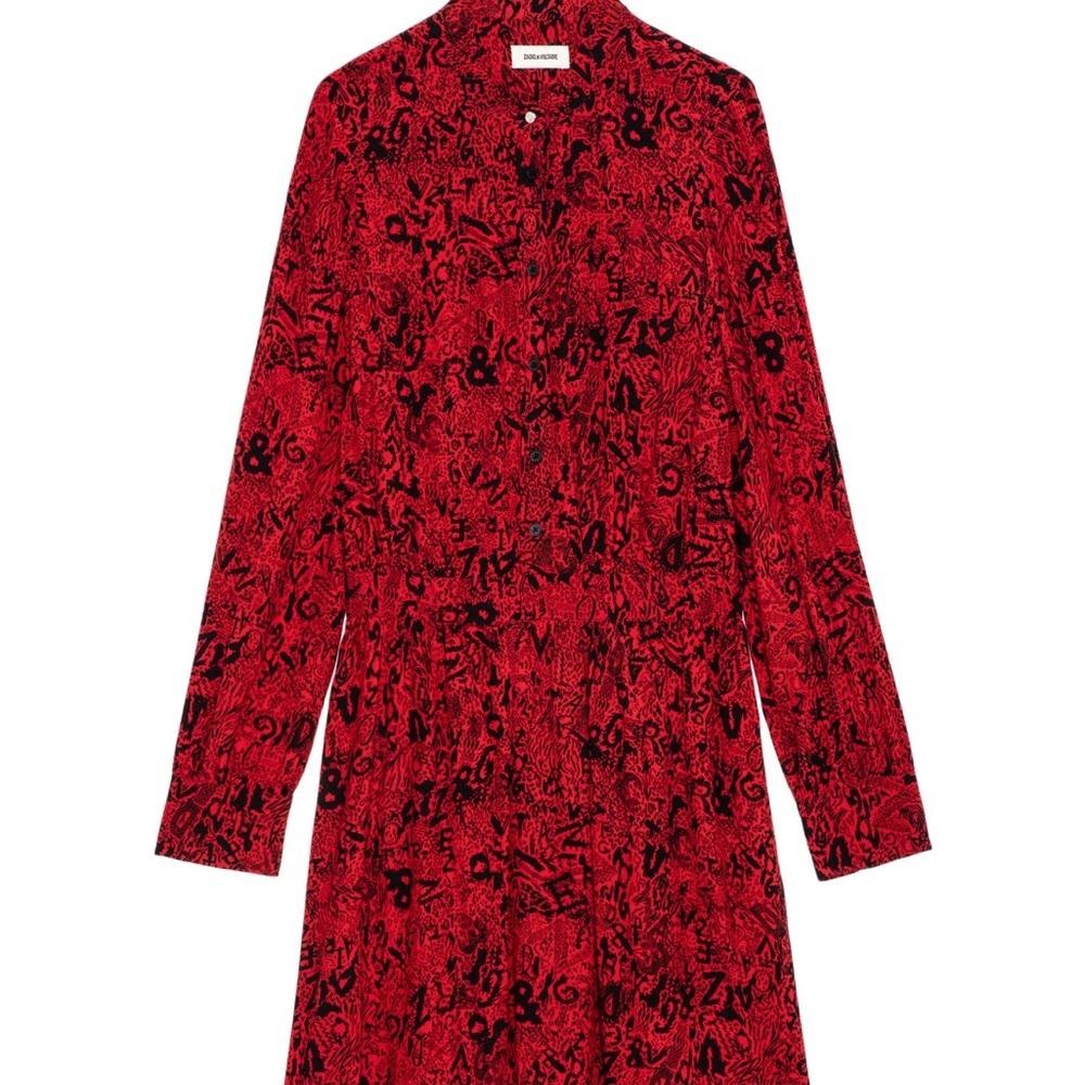 Red and Black Patterned Women's Dress